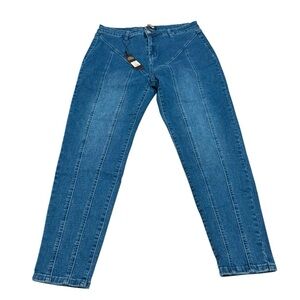 Fashion Nova Maison Skinny Jean Stripe Detail Medium Wash Size 14 New with Tag